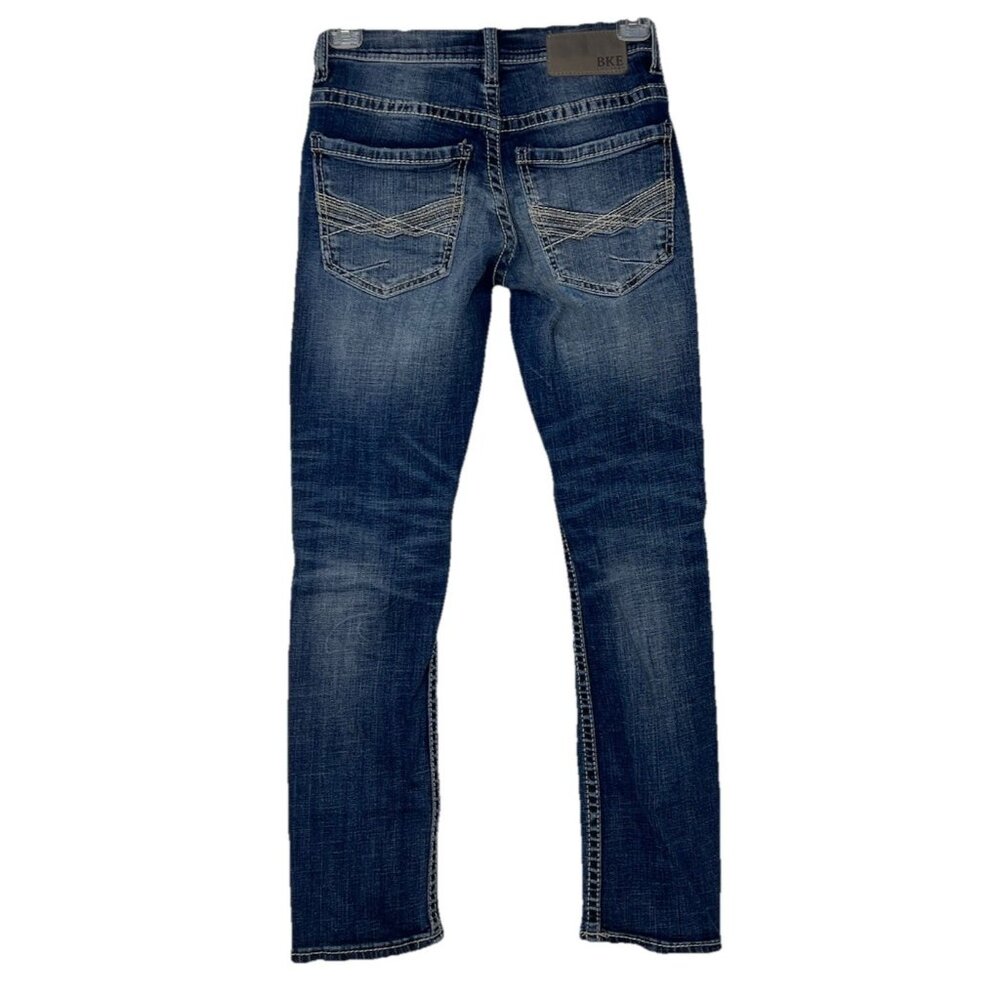 BKE Alec Jeans Buckle Sz 25x30 (27”L) Dark Wash With Fading Straight